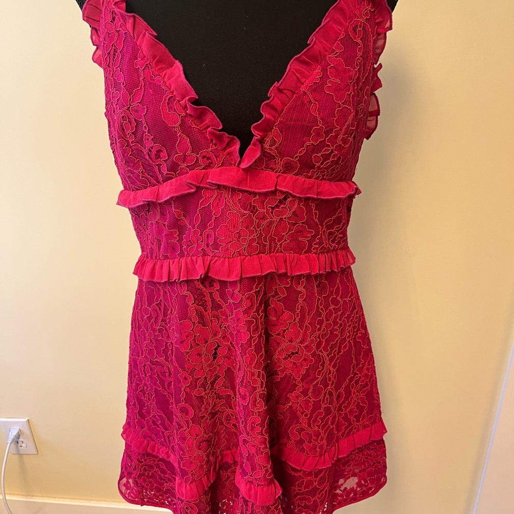 Lover + Friends Pink Mini Dress, Lace, Large